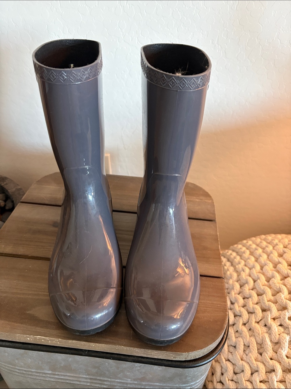 UGG Women's Glossy Tall Rain Boots - Gray
